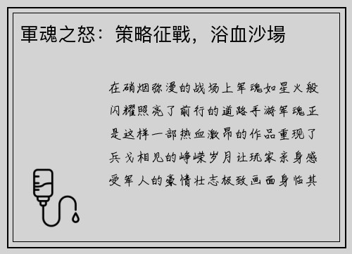 軍魂之怒：策略征戰，浴血沙場